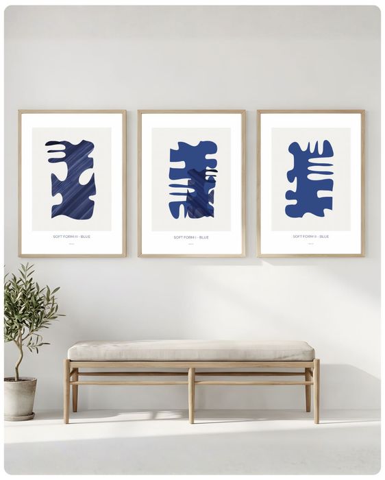 Plakaty Zestaw, Soft form - blue, 3 sztuki 30x40cm