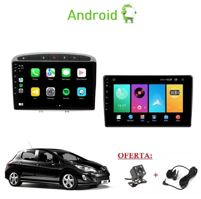 (NOVO) Rádio 2DIN 9" [4+64GB] • PEUGEOT 308 / RCZ • Android