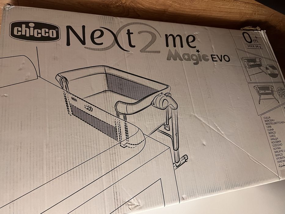 Chicco Next2Me Magic Evo Grey Mist MEGA ZESTAW | Materacyk + 2x Prześcieradło | Stan Super