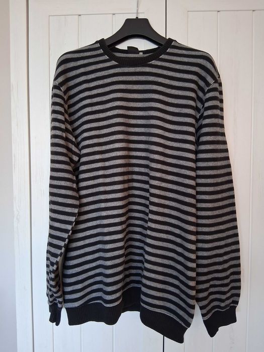 Męski sweter w szaro-czarne pasy r. XXL