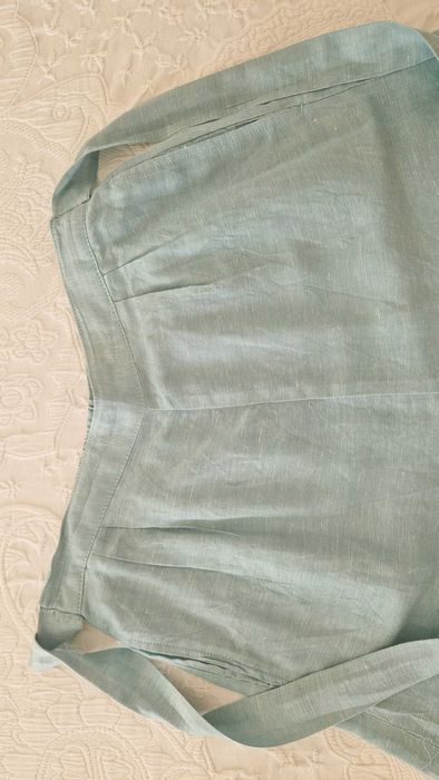 Calças de linho azul claras, tamanho 38