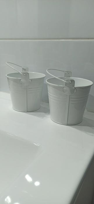 Mini wiaderka dekoracja, osłonka, doniczka biale