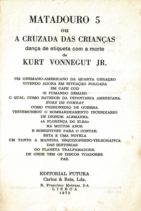 Matadouro cinco - ou a Ccruzada das crianças - KURT VONNEGUT, JR.