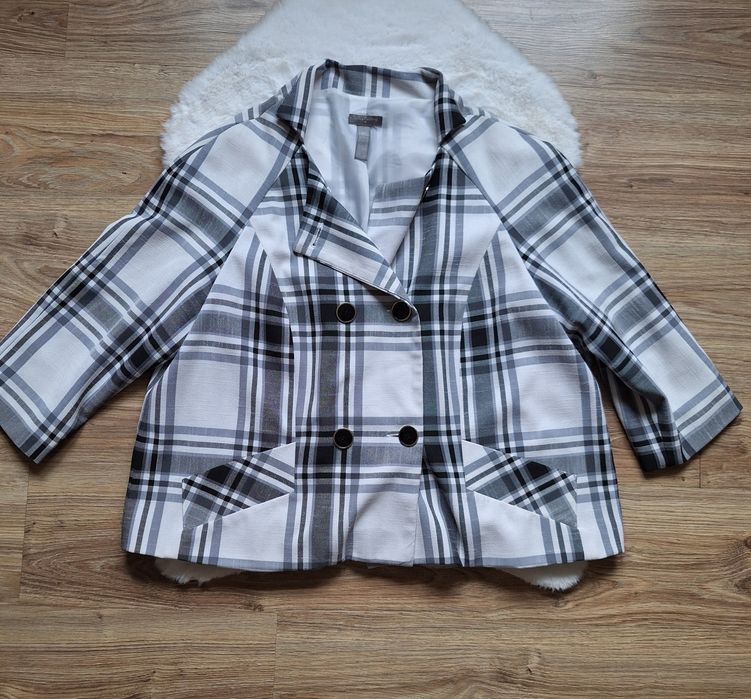 Klasyczna elegancka marynarka żakiet w kratę plus size 46 Investments