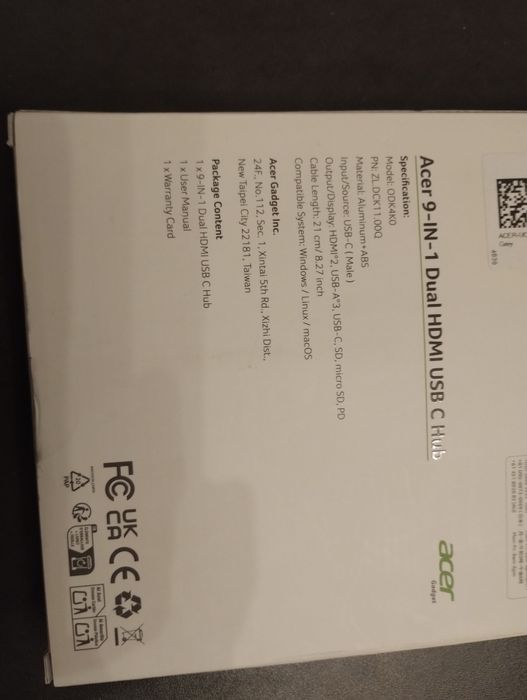 Hub Acer 9 in 1 dual hdmi