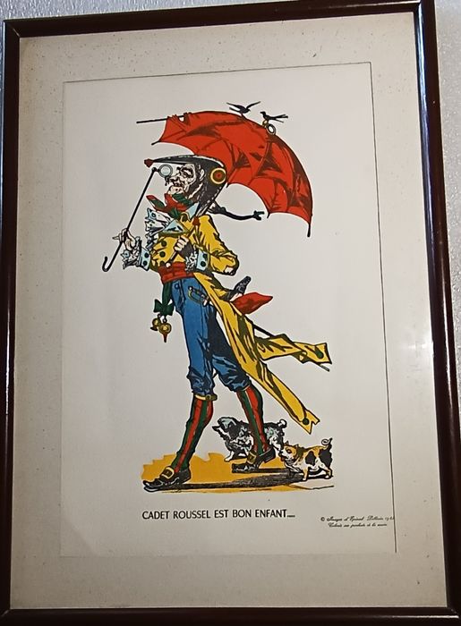 Rare hand-colored engraving by the artist CADET ROUSSEL EST BON ENFANT.
