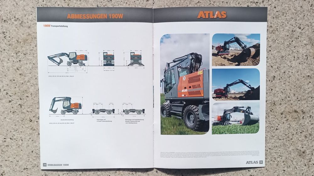 ATLAS 190W  Koparka kołowa Specyfikacja techniczna Prospekt