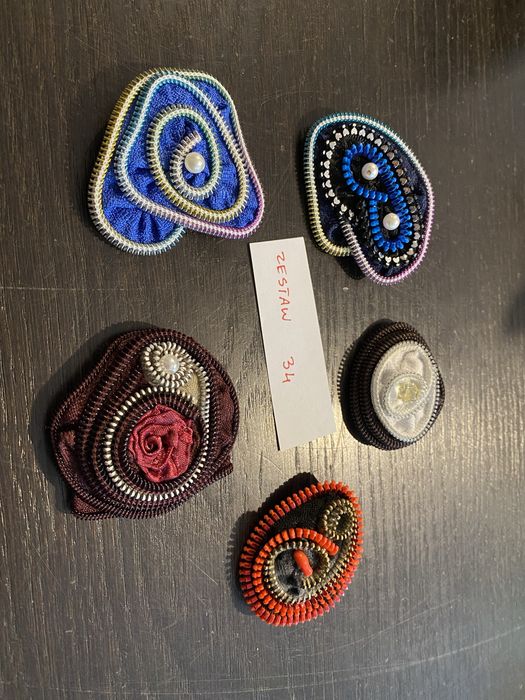 Broszki handmade z suwaków unikat zestaw 34