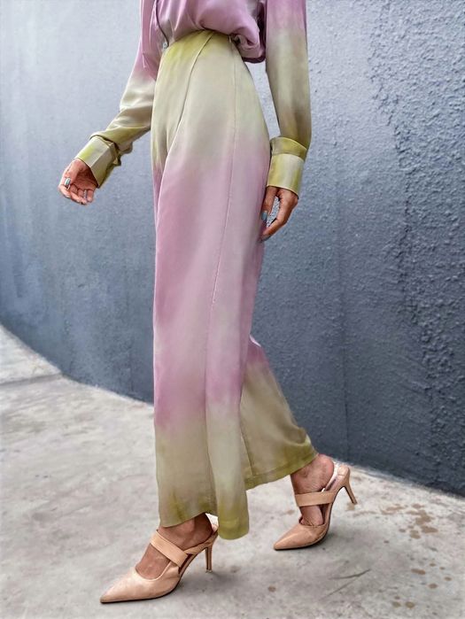 Shein Spodnie Satynowe Boho Ombre Xs 34
