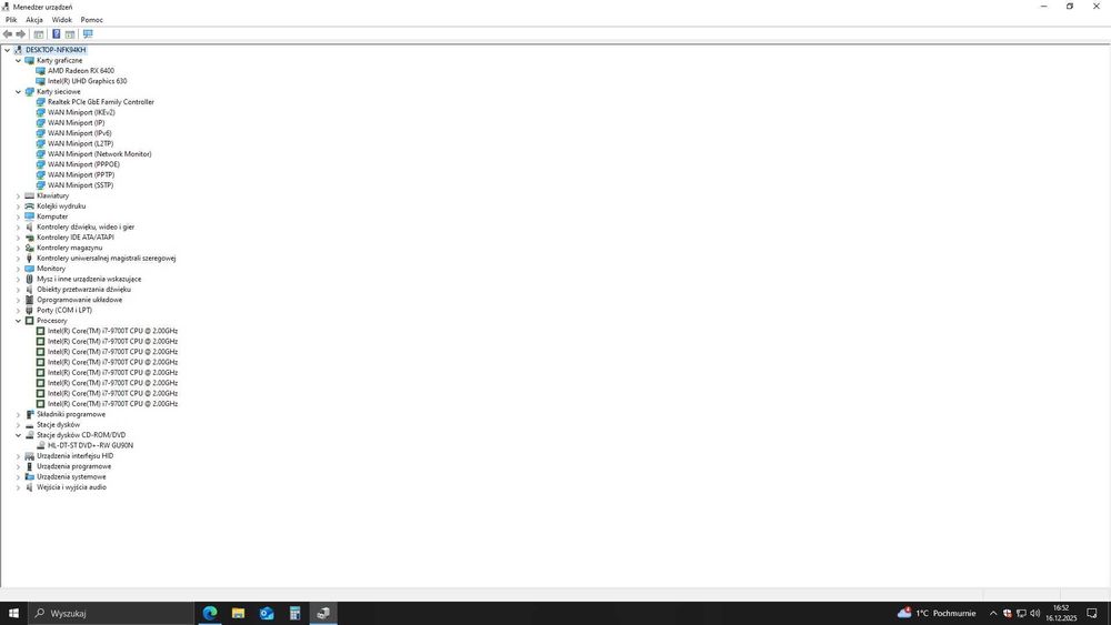 Komputer Dell Optiplex 3070 SFF i7 9700t 16gb ddr4 RX 6400