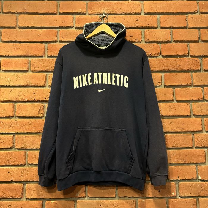 vintage hoodie nike athletic swoosh granatowa bluza z kapturem haft