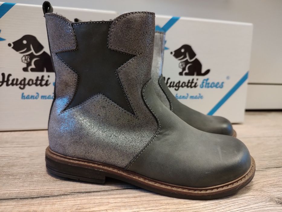 Kozaki skórzane Hugotti 30 Szare