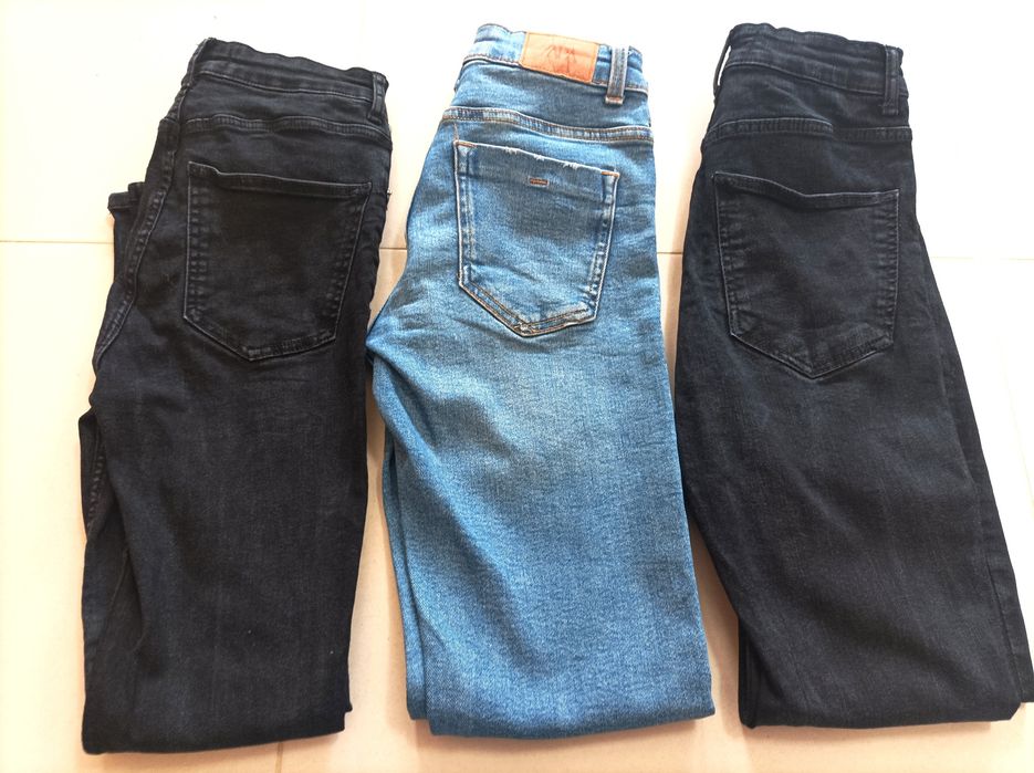 3 calças de ganga de cintura subida para Rapariga marca Zara (T. 34)
