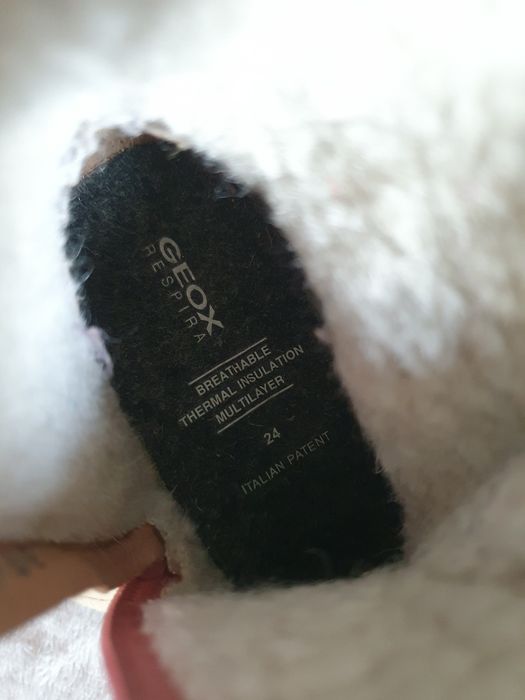 Śniegowce kozaki zimowe skórzane ocieplone wełną Geox Respira róż r.24