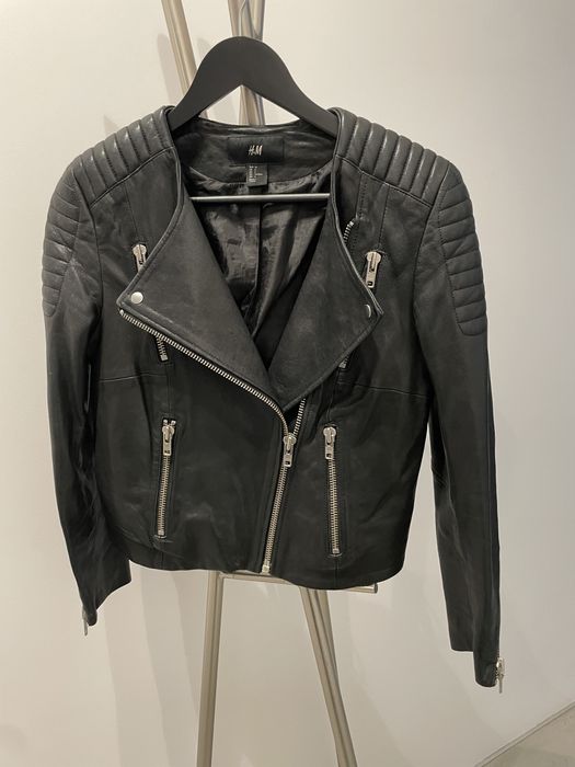 H&M Kurtka Skórzana Ramoneska Czarna S/36