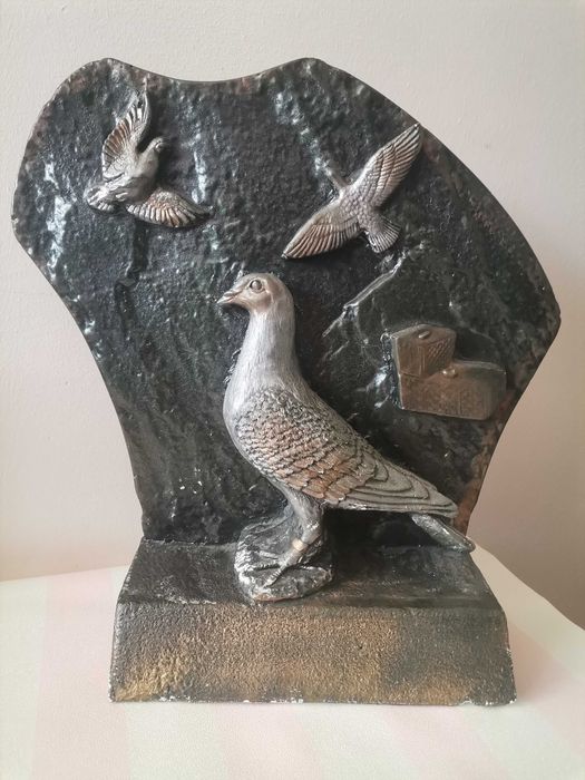 Trofeum z lat 60-tych XX wieku sport gołębi pocztowych Flandria Lier