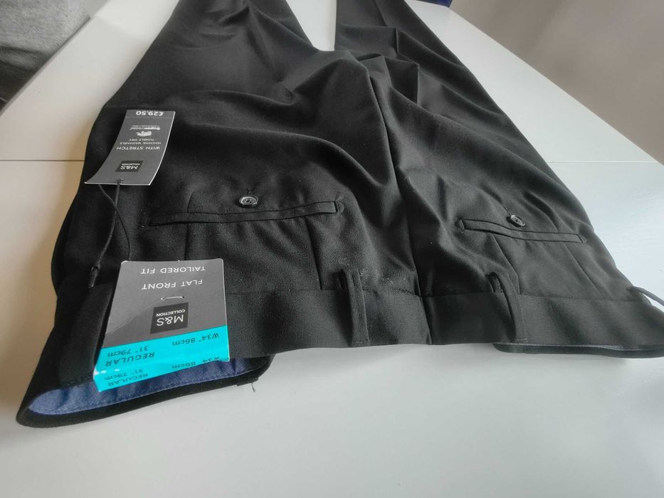 spodnie garniturowe czarne  nowe M&S