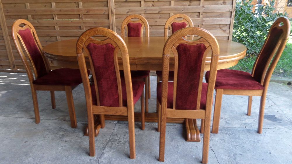 piękny masywny dębowy stół 6 krzeseł krzesła stan bdb dowóz