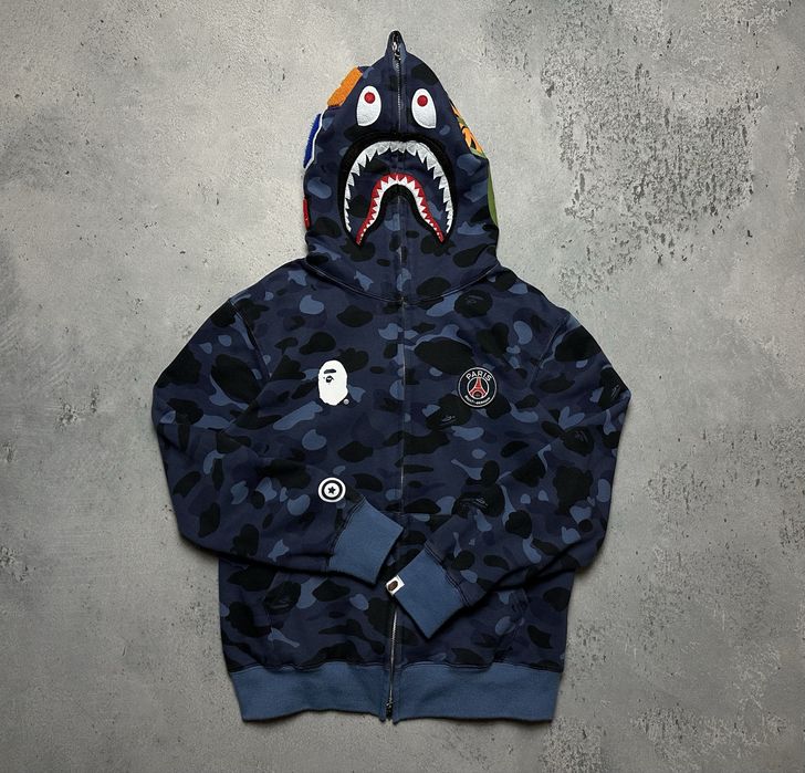 Bluza ,zip hoodie Bape x PSG Shark Full Zip Hoodie big logo