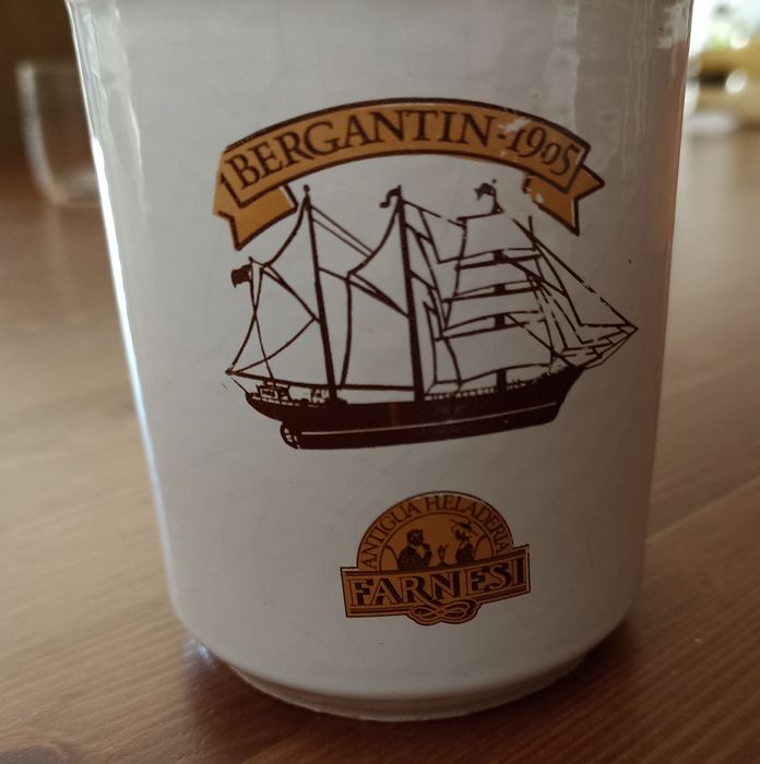 Copo em cerâmica Suporte canetas Decoração Naval Barco Bergantin 1905