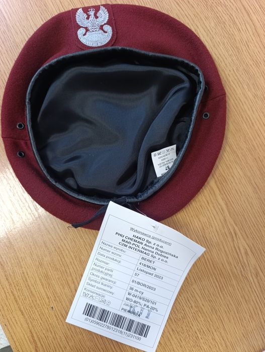 Beret bordowy 418/MON rozm. 57