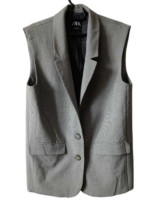 Жіночий подовжений жилет Zara у дрібну клітинку