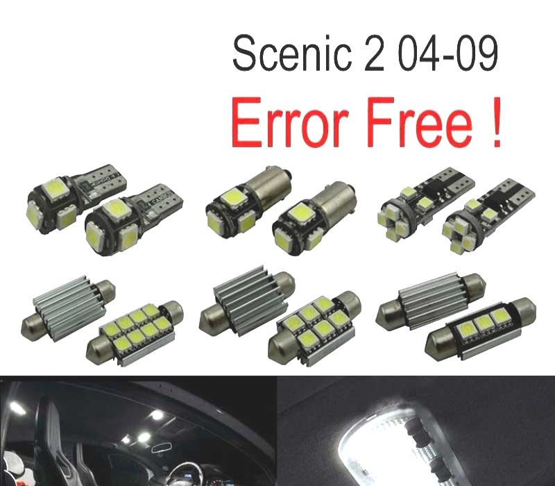 KIT COMPLETO 16 LAMPADAS LED INTERIOR PARA RENAULT SCENIC II 2 MK2 04-09