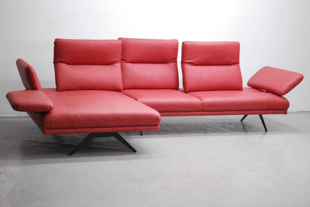 PKŁ NAROŻNIK PROMOCJA regulowana wysokość oparcia eko skóra czerw