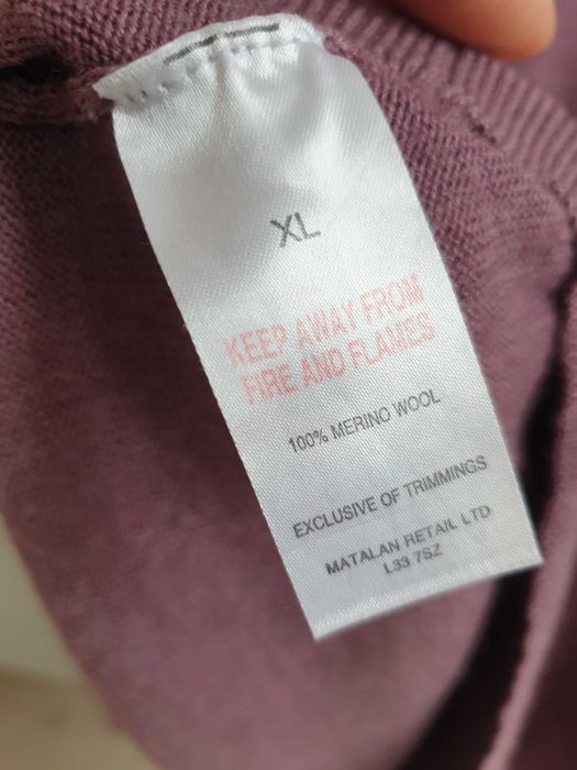 Fioletowy wełniany sweter 100% wełna merino ACW85 XL