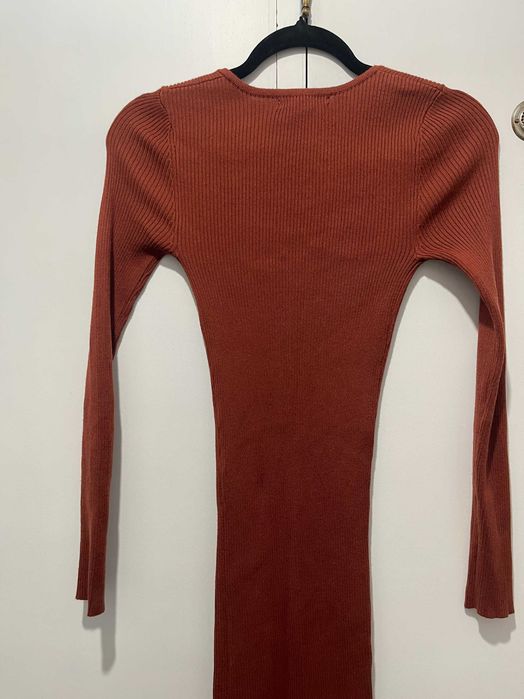 Vestido de Malha Canelada Forever 21 Terracota S / Ribbed Knit Dress