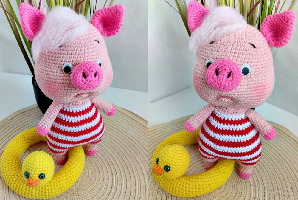 Новая вязаная Мягкая игрушка Поросёнок Хрюша Prezzzent_ Ручная работа