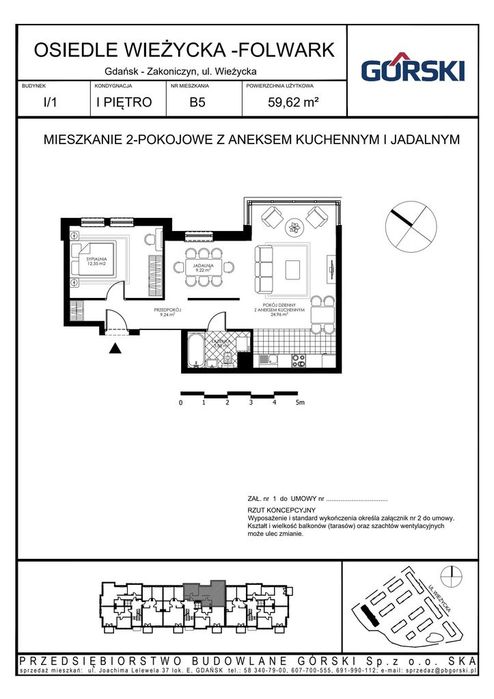 2-pokojowe mieszkanie 59m2 Bez Pośredników