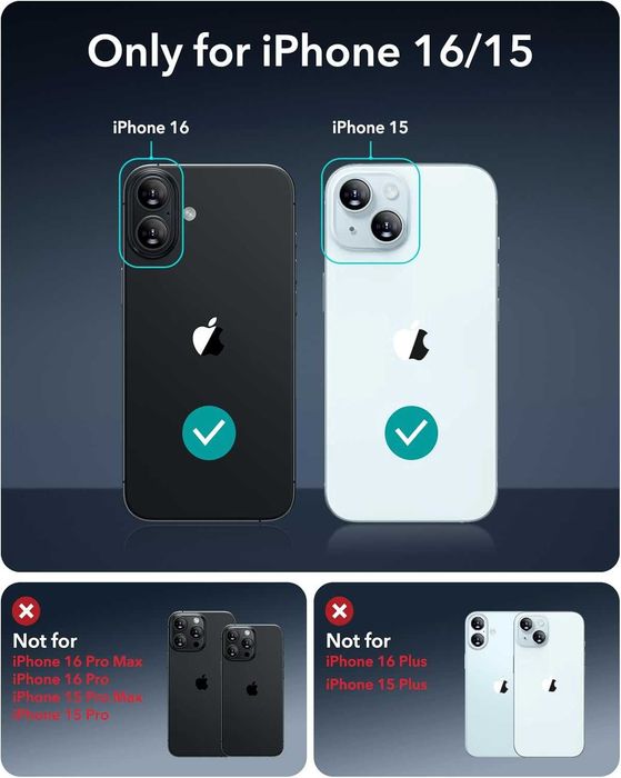 ESR screen protector 3x szkło iPhone 15/16 na wyświetlacz + aplikator