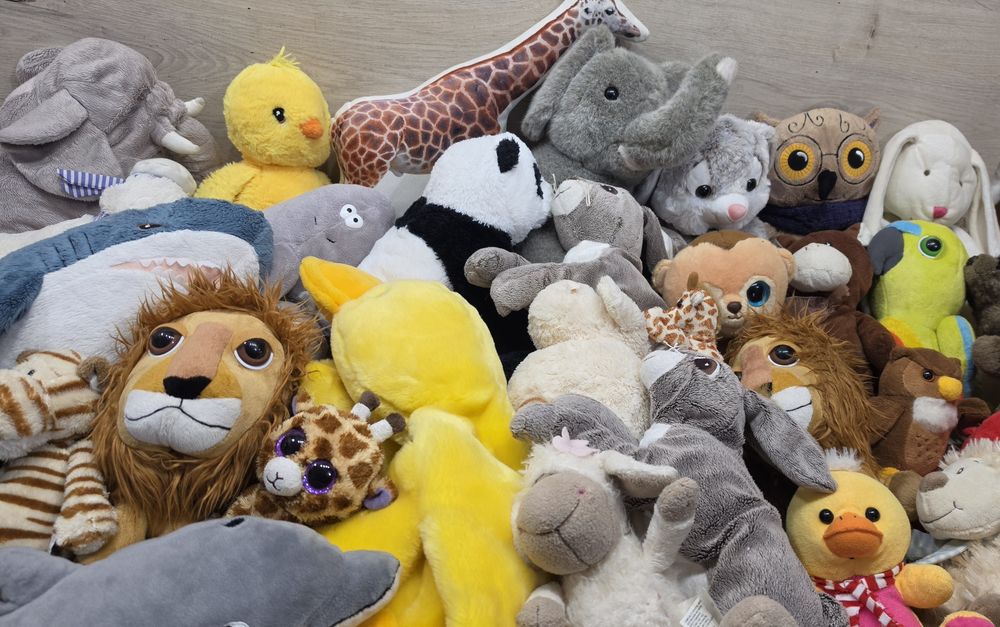Maskotka żyrafa słoń lew ZOO zestaw (14) pluszak mix 33szt