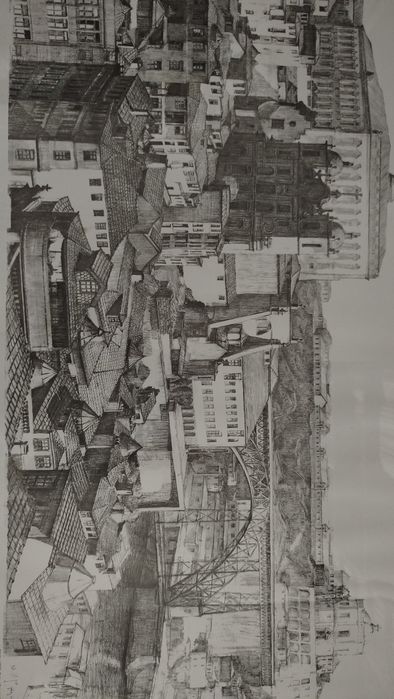 Quadro com gravura da cidade do Porto