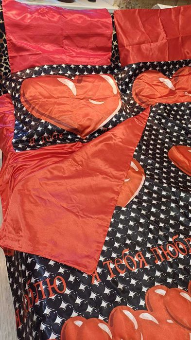 Турецкое постельное белье Сердца  Евро 200х220  Exclusive Sateen Amore