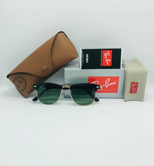 Солнцезащитные очки Ray Ban Clubmaster 3016 Gold-Green 51мм стекло