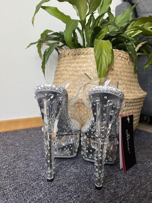 Szpilki Pole Dance szklanki transparent diamenty 41 Roxie Luve