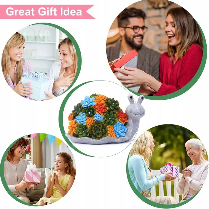 Lampka  Solarna Figurka Do Ogrodu LED Świecąca Śmieszna Ślimak