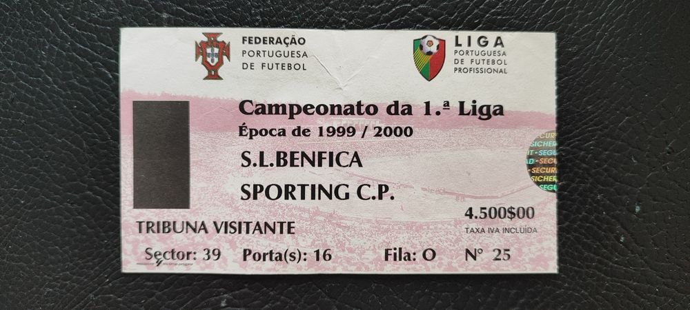 Bilhete Benfica - Sporting 1999 / 2000