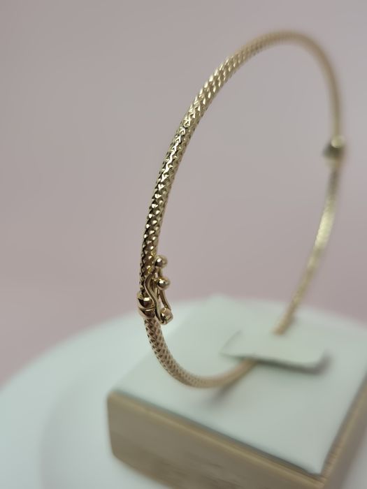Nowa złota bransoletka bangle sztywna mesh p. 585