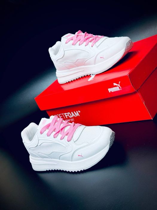 Кожаные белые кроссовки Пума шкіряні кросівки білі Пума красовки Puma Новинка на jосень женские стильные кросовки пума puma кожаные красовки