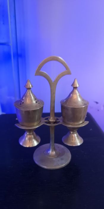 solniczka i pieprzniczka z mosiądzu