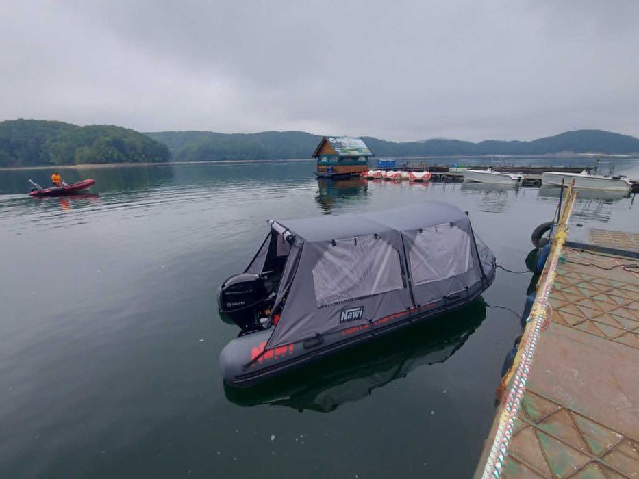 Ponton NawiPoland 450 cm, namiot, przyczepa Miro-Car Sidka S1