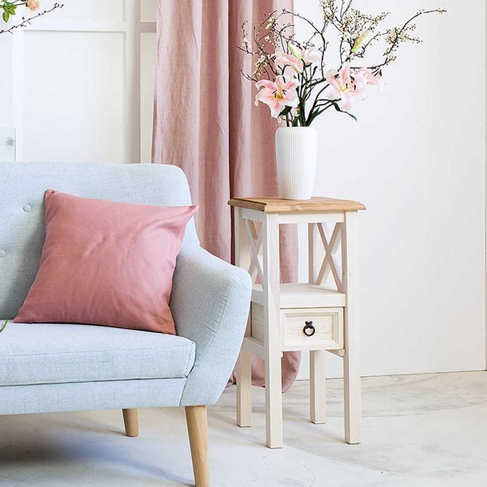 Drewniany stolik pomocniczy z szufladką MES 10 meblo-wosk