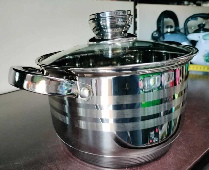 GARNEK ZE STALI nierdzewnej pojemność 1,5l gaz indukcja śr 16cm w 10,5