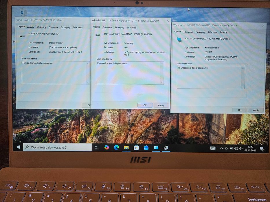 Laptop MSI Prestige 14  I7 1185G7 GTX 1650 16GB RAM 500GB SSD