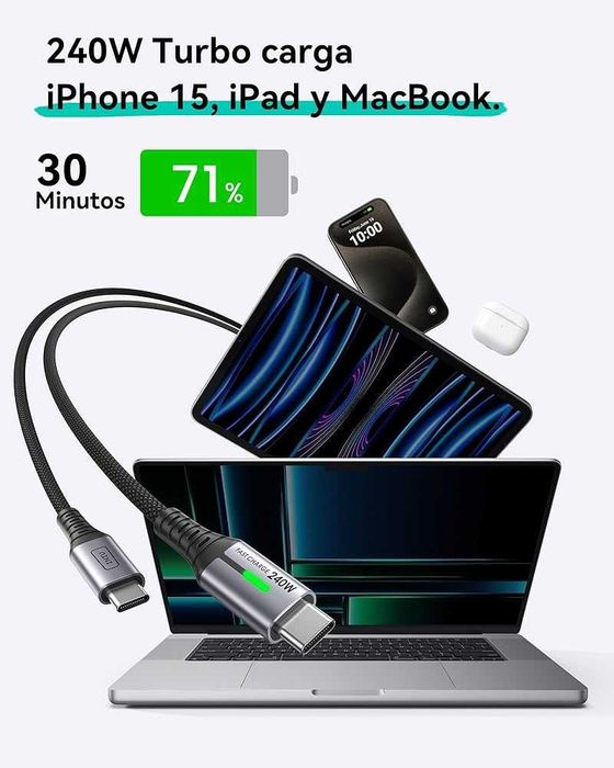 Nowy Zestaw 2x Kabel USB-C do USB-C INIU 240W PD 3.1 | 2 metry | Nylon