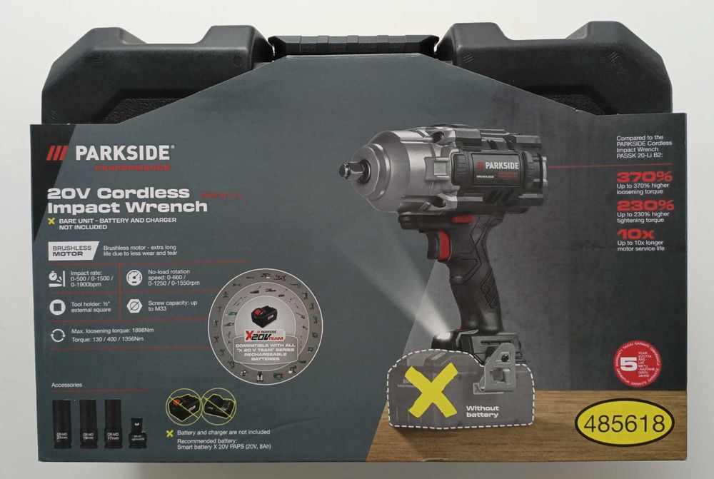 NOWY klucz udarowy 20V 1/2" PARKSIDE PERFORMANCE PASSP 20-Li C4