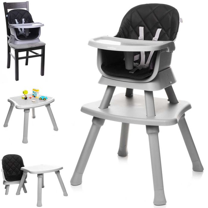Nowe Krzesełko Do Karmienia 6w1 Taca Fotelik Stolik 4Baby Master Black